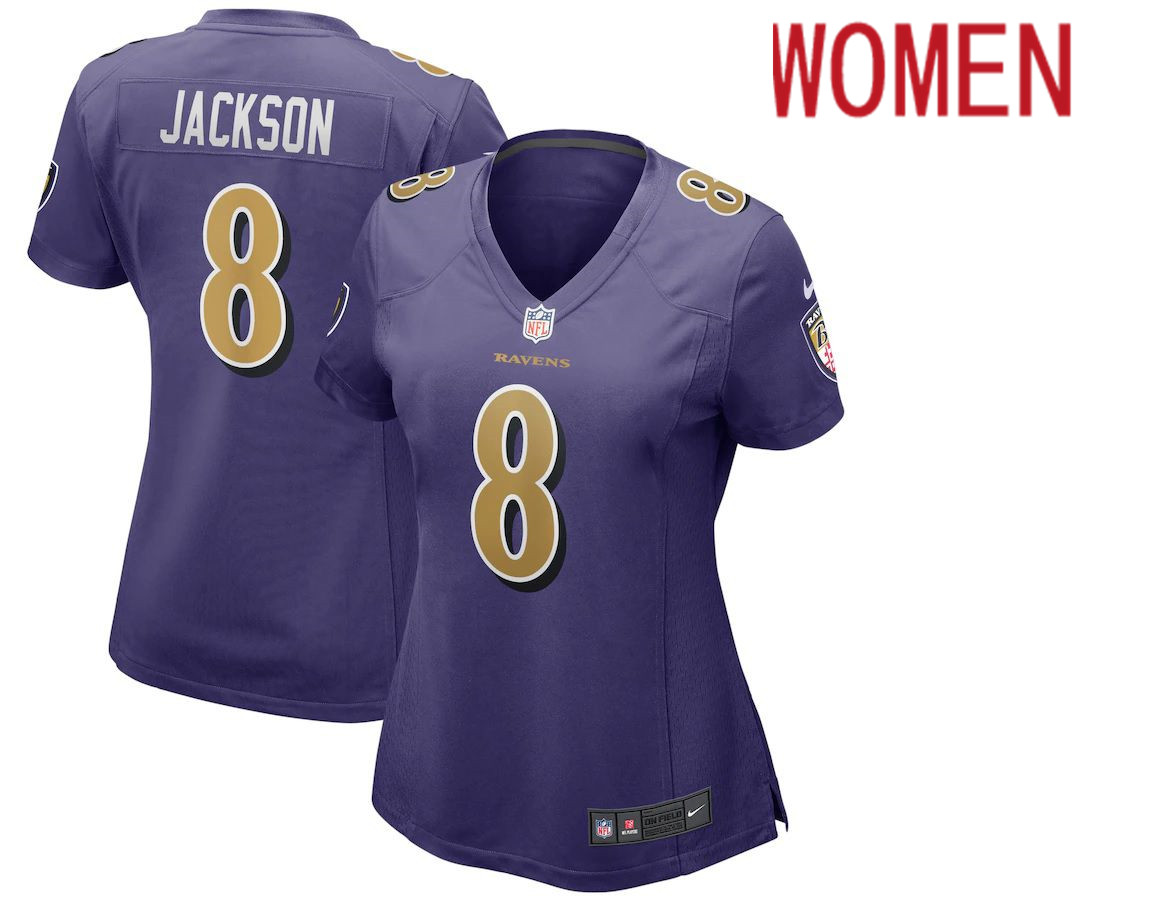 Women Baltimore Ravens 8 Lamar Jackson Nike Purple Alternate Game Player NFL Jersey